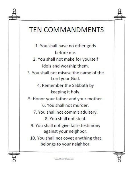 list of ten commandments printable poster