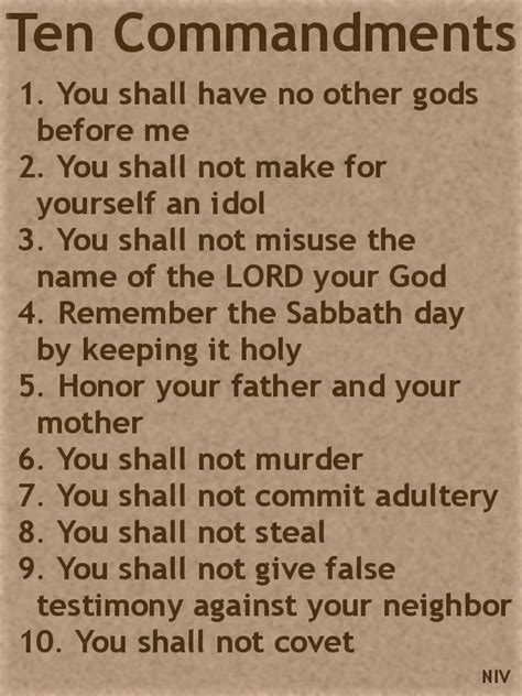 list of the 10 commandments in order niv
