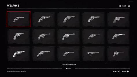 list of weapons in rdr2