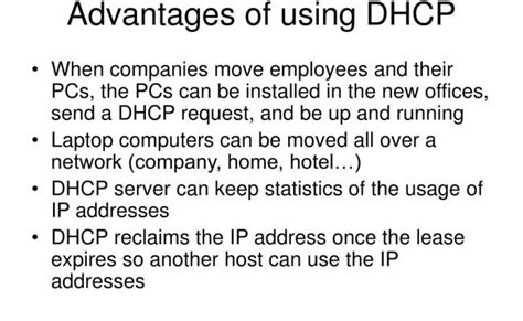 list some benefits of using dhcp