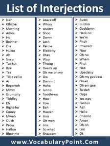 list ten example of interjection