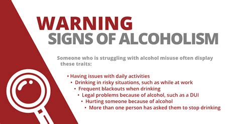 list the warning signs of alcoholism