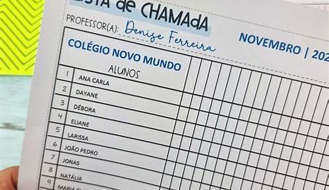 O baú da Nanda: Lista de nomes dos alunos