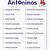 lista de sinonimos y antonimos en español