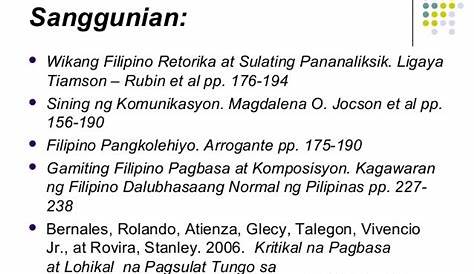 Ang Listahan ng mga Sanggunian (Filipino) | PPT