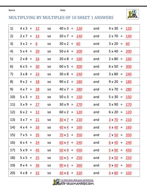 liste des multiples de 10