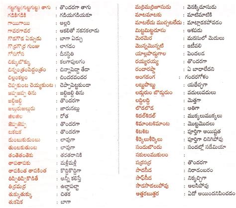 lists meaning in telugu