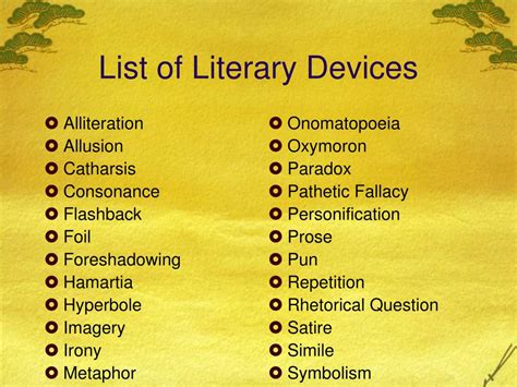 lists of literary devices