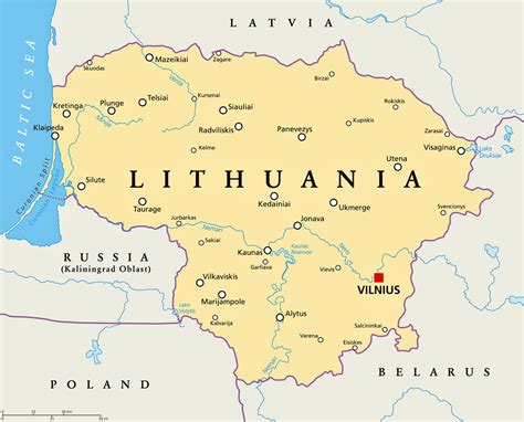 Larger map Lithuania on World Map