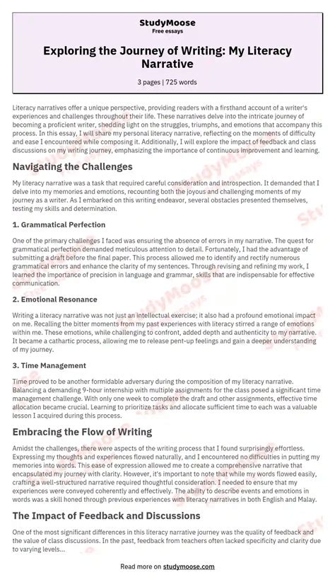 literacy narrative essay examples