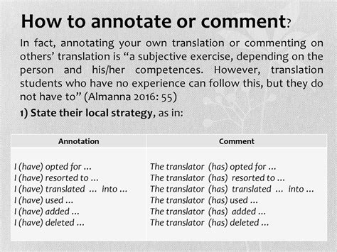 literal translation with annotation