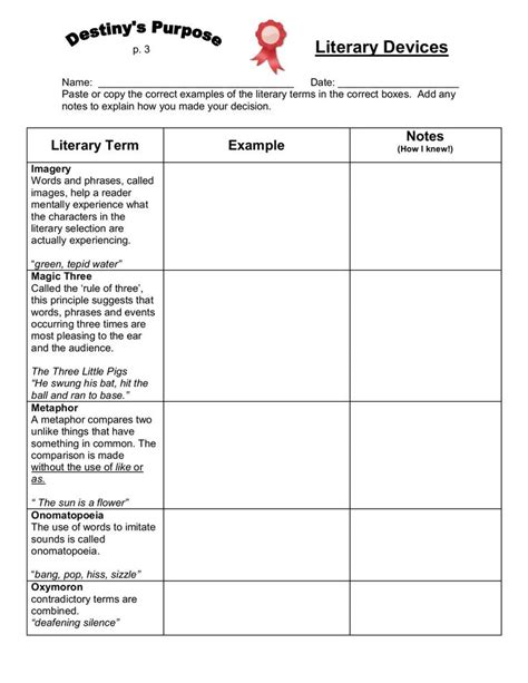 literary devices pdf worksheet