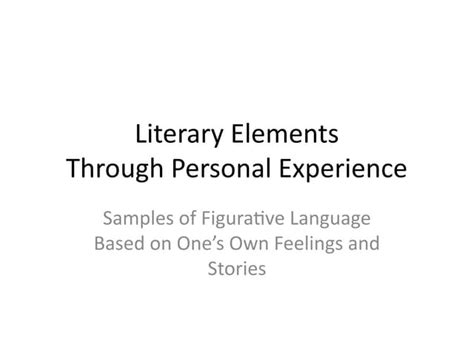 Literary Experience Examples