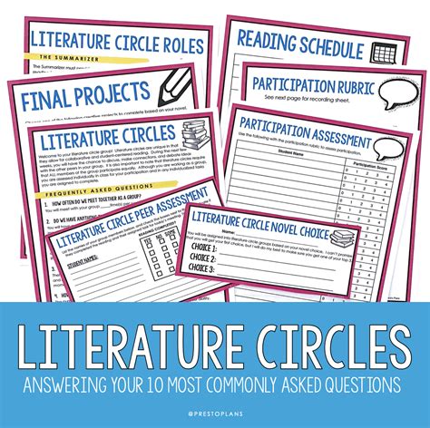 literature circles middle school worksheets
