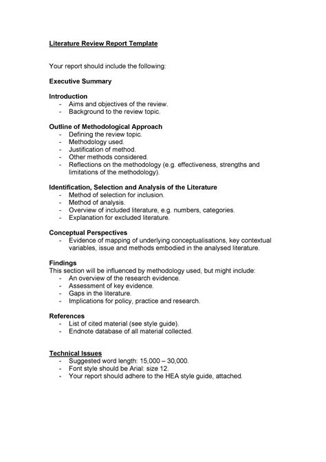 literature review outline template word