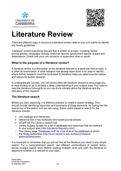 literature review structure template