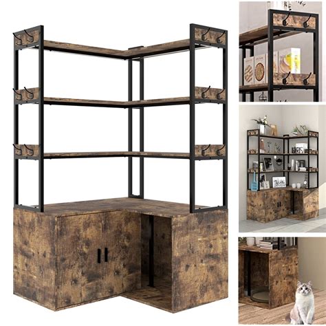 litter box enclosure with shelves and doors