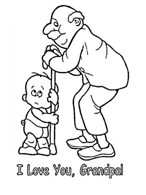 little baby love his grandpa in gran parents day coloring page