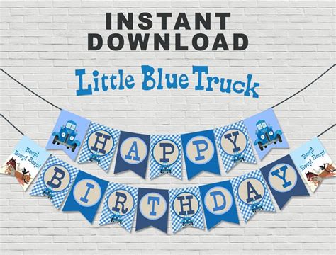 little blue truck birthday banner
