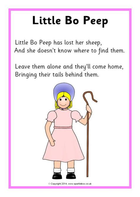 little bo peep nursery rhyme lyrics