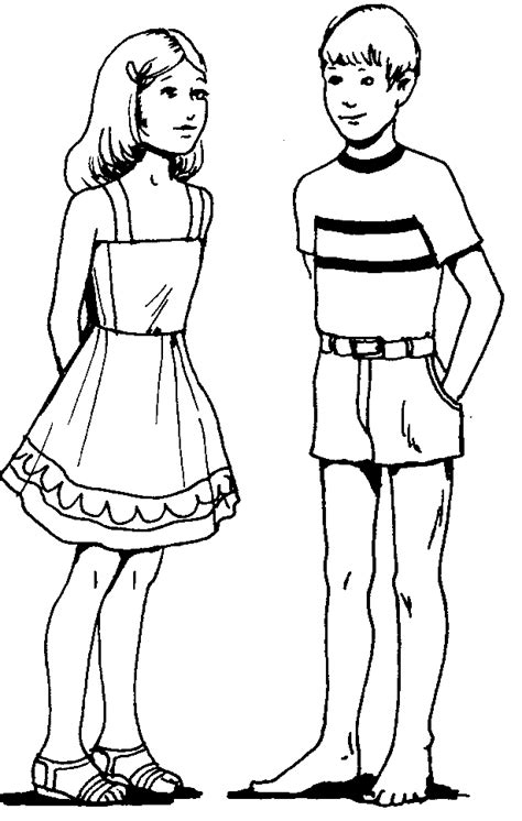 little boy and girl coloring pages
