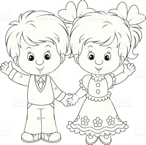little boy and girl coloring pages