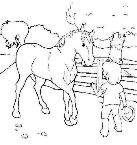 little boy and his horse in horses coloring page