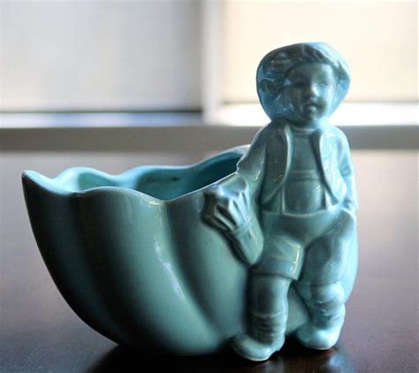 little boy ceramic pottery planter