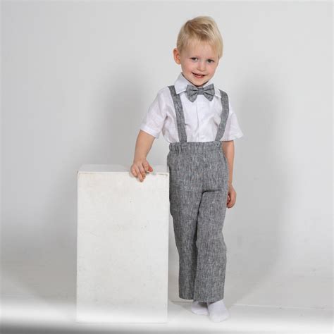 little boy grey suspenders