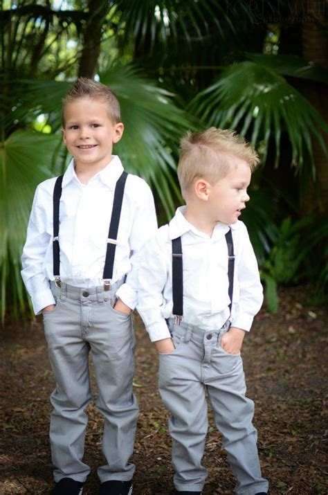 little boy grey suspenders