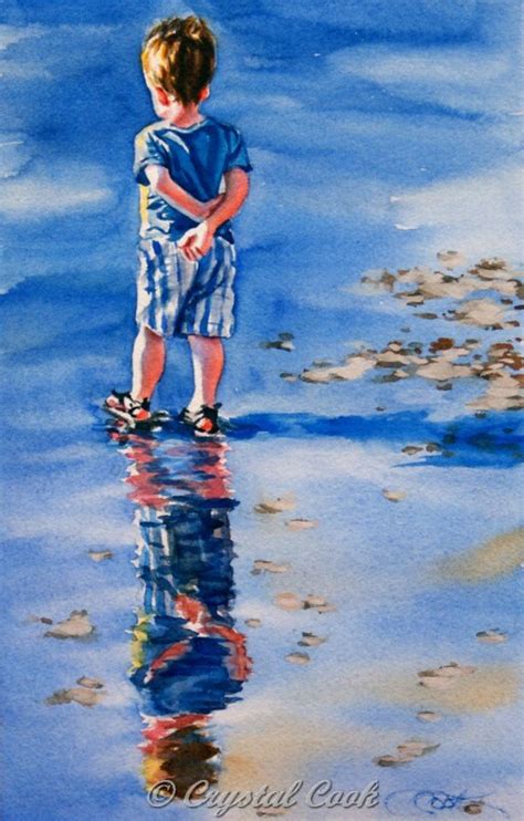 little boy on beach painting