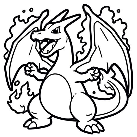little charizard is on fire coloring page