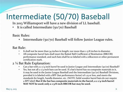 Little League Baseball Intermediate Rules