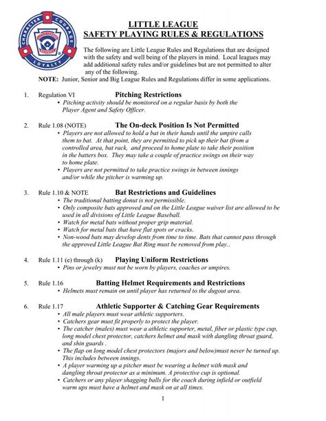 Little League Basic Rules