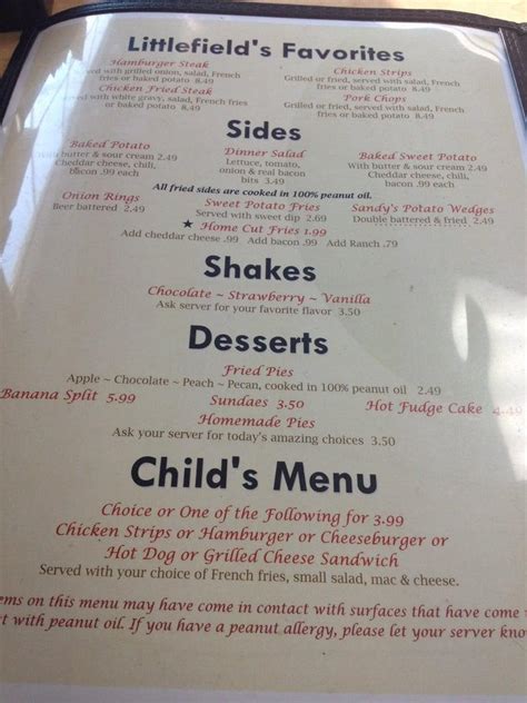 Littlefields Austin Menu