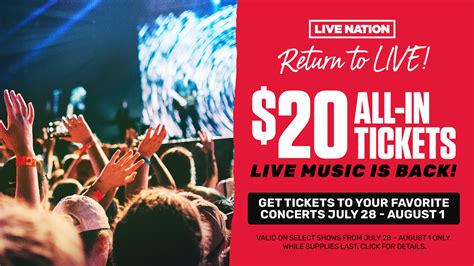 live nation $20 concert tickets 2023