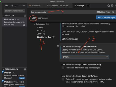 live server vs code change browser
