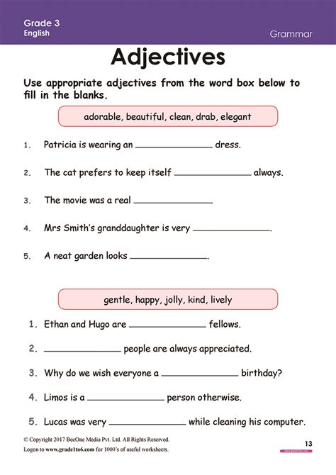 live worksheet for class 3 english grammar