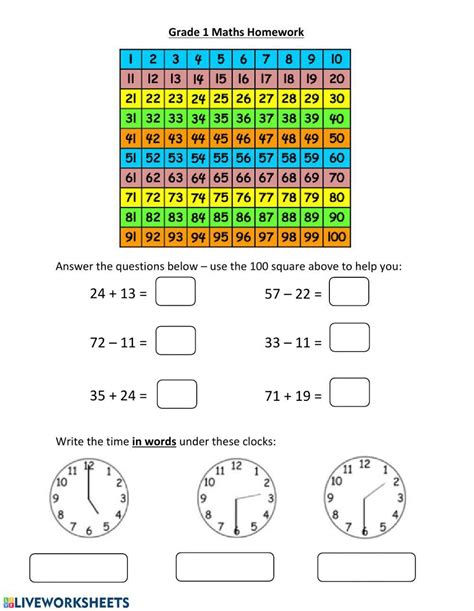 Live Worksheets Math Class 1