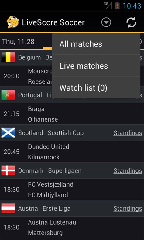 livescore soccer scores and stats