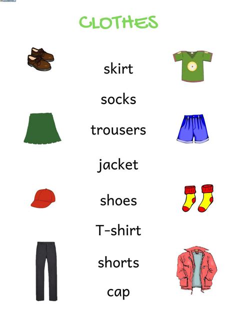 liveworksheet about clothes