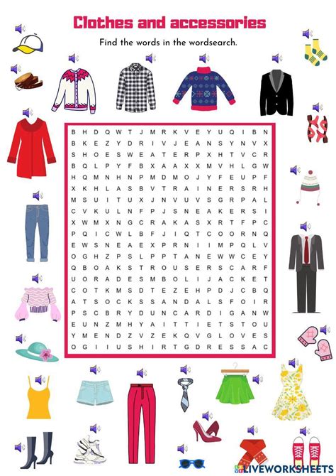 liveworksheets clothes and accessories