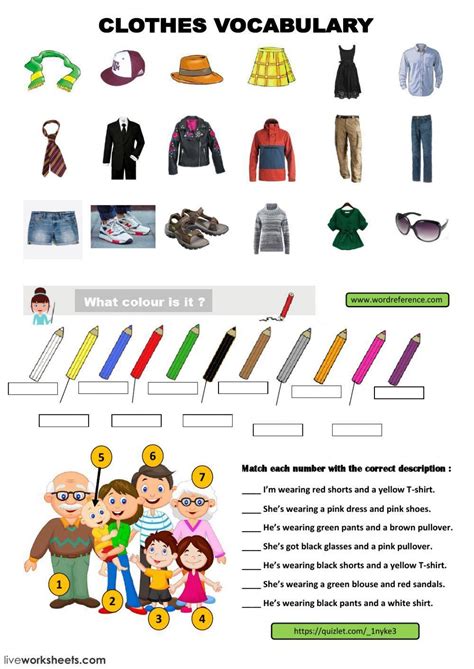 liveworksheets clothes vocabulary