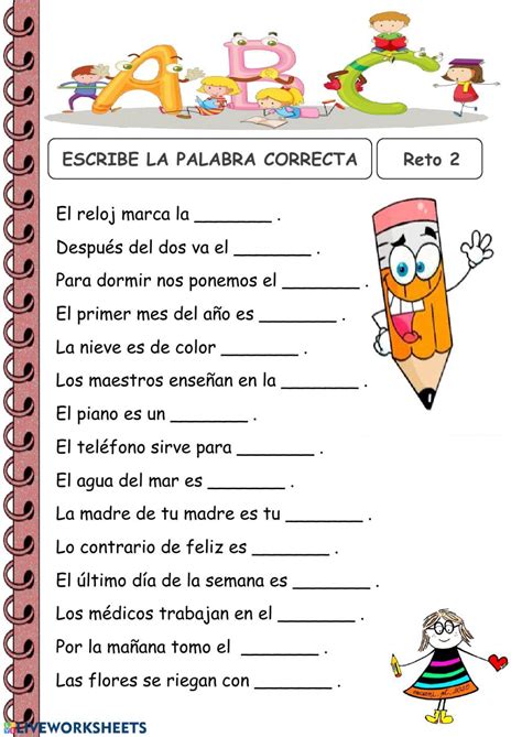 liveworksheets en español para niños