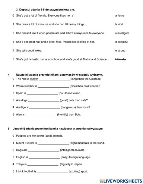 liveworksheets english class a1+ unit 4