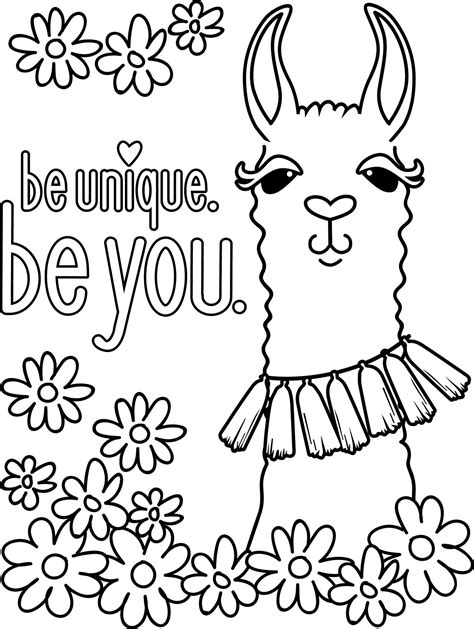 Kids Cute Llama Coloring Page Coloring pages, Free coloring pages