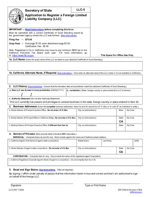 llc application california checklist