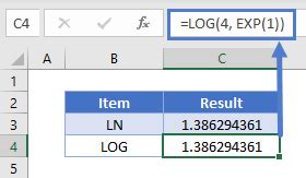 ln function in excel vba