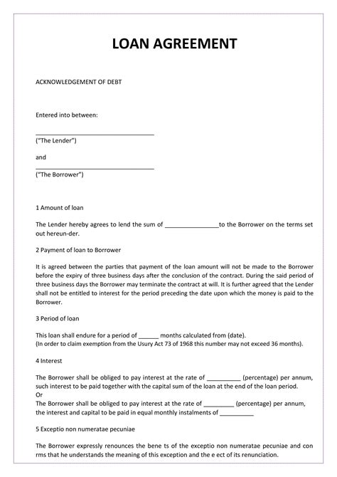 Personal Loan Contract Template Elegant Personal Loan Agreement