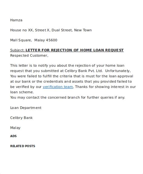 Loan Rejection Letter Templates 7+ Free Word, PDF Format Download Free & Premium Templates